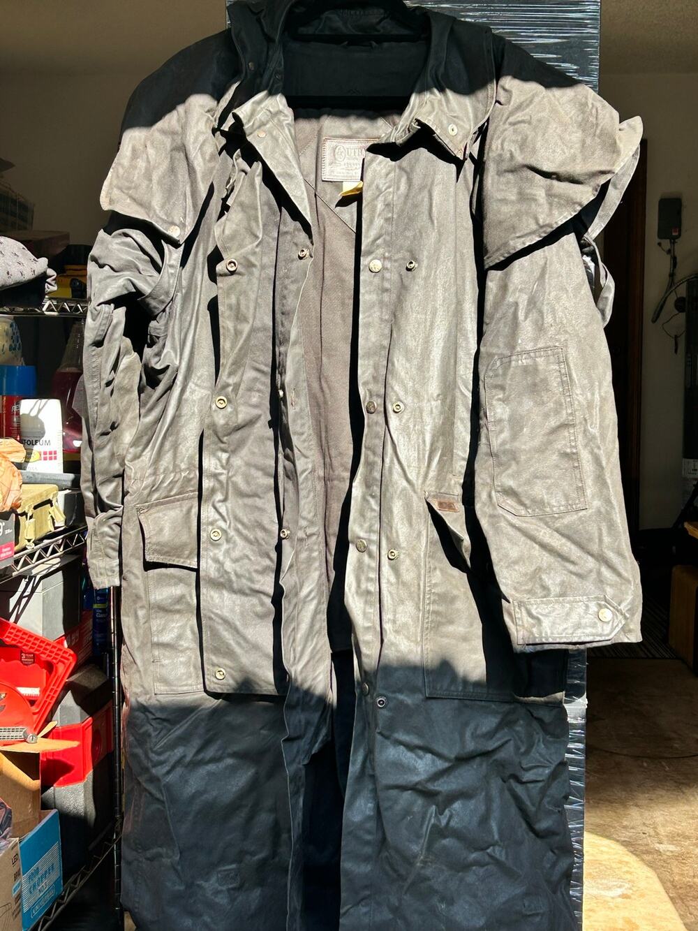 Outback Trading Co Oilskin Duster Coat Jacket Tall XL Black 2051 Vintage